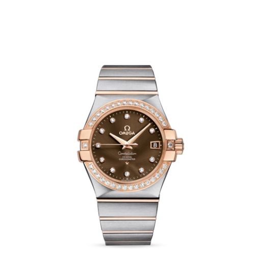 Omega Constellation Co-Axial 35 Stainless Steel / Red Gold / Diamond / Brown